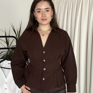 Belden Oturtmalı Kahve Gömlek