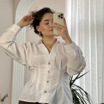 Belden Oturtmalı Beyaz Gömlek