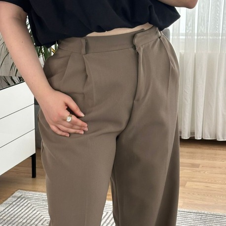 Yüksek Bel Palazzo Haki Pantolon